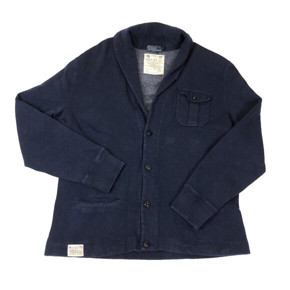 Polo Ralph Lauren Other - Polo Ralph Lauren RL Mens Navy Blue Sportsman Shawl Collar Button Front Cardigan